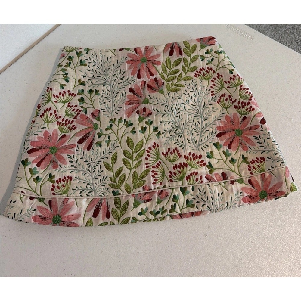 Cider Jacquard Mid Rise Floral Zipper Mini Skirt Sz Medium